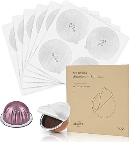 Aluminiumfolien-Deckel zur Wiederverwendung von Kaffeekapseln, kompatibel mit Nespresso VertuoLine, 120 Stück, 62 mm