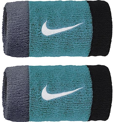 NIKE 1 Paar lange Tennis-Armbänder Swoosh Double Wide mehrere Farben (Cool Grey/Teal Nebula/Black), Einheitsgröße
