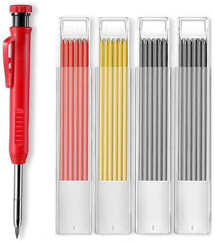 ZenithFast Tieflochmarker SET,Zimmermannsbleistift,1 Tischler Bleistift&24Tieflochmarker Bleistift Schreinerei,Baubleistift Handwerker Bleistif-Geeignet für Zeichenwerkzeuge&DIY Schreinerei 