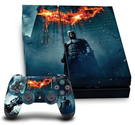 Head Case Designs Licenza Ufficiale The Dark Knight Poster Batman Arte Chiave Vinile Sticker Gaming Pelle Adesivo Compatibile con Sony Playstation 4 PS4 Console And DualShock 4 Controller Bundle