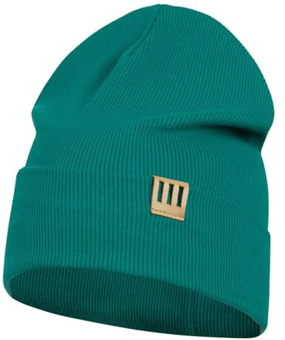 Smarilla Mütze Junge Kinder Beanie Herren gerippt, Größe: 46-48, Farbe: Smaragdgrün