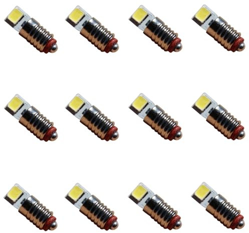 2x 5x 12x LED E5,5 10V-22V Modelleisenbahn Lampen Birnen Modellbahn AC DC 0,5W bei ca. 30 Lumen (kaltweiß, 12x)