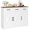 HOCSOK Aparador Cocina, Armario de Cocina con 3 Cajones y 3 Puertas, Armario de Almacenamiento para Salón, Comedor, Estantes Ajustables, Blanco y Marrón