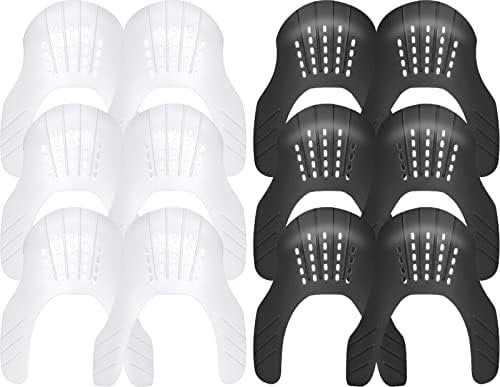 GORYGOLD 6 Pairs Crease Protector Shoe Guard for Sneakers: Air Force 1, Jordan 1, Jordan 4, Dunks & More, Size 3-15, Black + White, Kids US Size 3-7