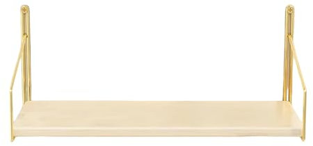 EMHELLE Wandregal Holz Golden Farben Metallrahmen Regal Wand Hängeregal Küchenregal Bücherregal Schweberegal Regale für Wände Wohnzimmer Kinderzimmer Küche (1 Stück)