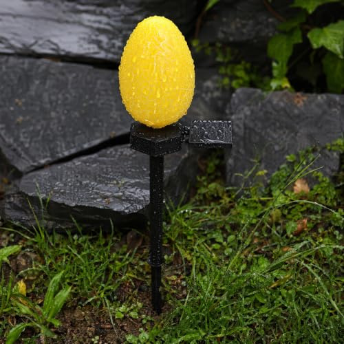 Baluue Solar-Osterei Gartenstecker, LED Gartenleuchte außen Gelb | Wasserdichte Gartendeko mit Risse-Design, Solarlicht als Osterei für Garten, Rasen und Wege