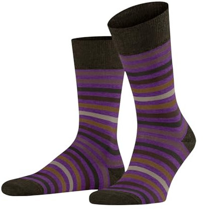 FALKE Herren Socken Tinted Stripe M So Wolle Baumwolle gemustert 1 Paar, Lila Passion 8893, 39-42