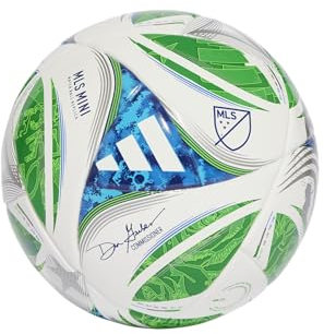 adidas Unisex-Adult MLS Mini Soccer Ball,White/Green/Glory Blue/Solar Blue,1