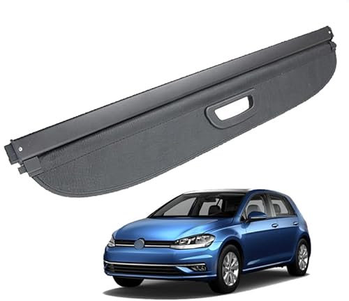 Auto Einziehbarer Laderaumabdeckung Kofferraum für V.W Golf Mk7 7 2012-2020, Schwarz Schutz Der Privatsphäre Abdeckung Hutablage Cargo Cover, Ausziehbar Kofferraumabdeckung Rollo