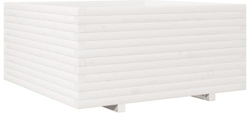 vidaXL Fioriera da Giardino Bianca 100x100x49,5 Legno Massello di Pino