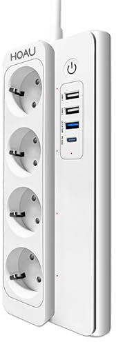 Mehrfachsteckdose Smart Alexa Google Home Assistant, intelligente Smart Steckdosenleiste 4 USB-Anschlüsse Fernbedienung Wifi App Tuya Smart Life, Kontrolle des Stromverbrauchs zu Hause - Smart Home