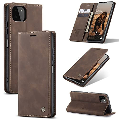Cracedily Handyhülle für Samsung Galaxy A22 5G Hülle, Klapphülle Premium Lederhülle Flip Case Tasche Magnet Kartenfach Standfunktion Klapphülle Schutzhülle für Samsung A22 5G Handyhülle, Kaffee