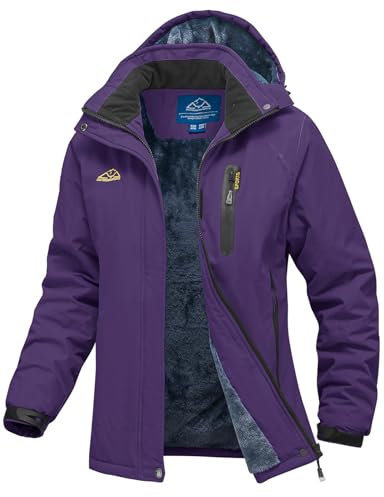 YSENTO Damen Winterjacke Wasserdicht Skijacke Softshelljacke Warm Gefüttert Winddicht Outdoor Snowboardjacke(Lila,XL)