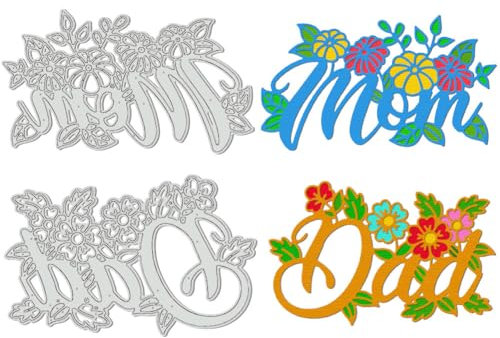 BENECREAT 2Pcs Blume Alphabet Schneiden stirbt, Gras Kohlenstoffstahl Schablone Metall prägen Schablonen für Papier-Karte machen Dekoration DIY Scrapbooking Handwerk Home Decor