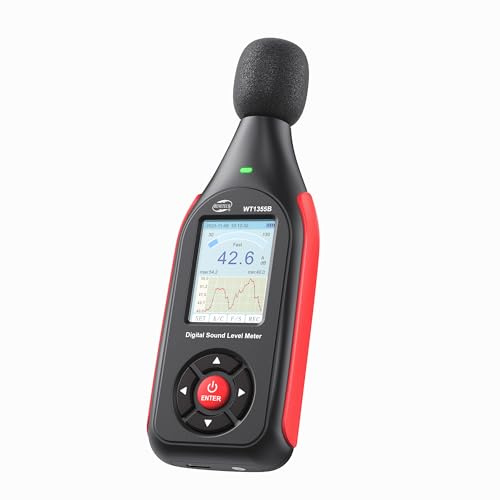 Benetech Dezibel-Messgerät, Sound & Noise Dezibel Level Reader Monitor, SPL Meter 30dB bis 130dB(A) mit Aufnahme, visueller Alarm, A/C gewichtet, wiederaufladbar für Zuhause, Klassenzimmer (GT1355B)
