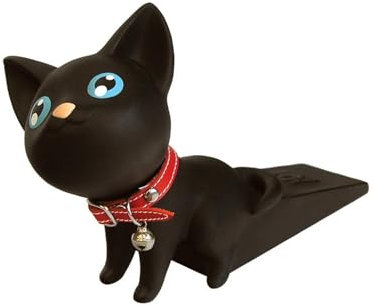 Sharplace Door Stopper Door Wedge Cartoon Cat Shape Door Holder Stop for Bottom of Door for Bedroom, Black