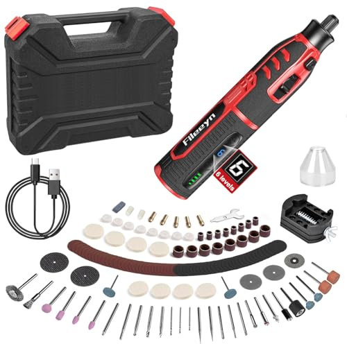 Fileeyn Utensile Multifunzione, Strumento Multifunzione 6 Velocità Regolabile 5000-30000 RPM, Con 257 Accessori per Levigare, Incidere, Forare, Lucidare, Tagliare