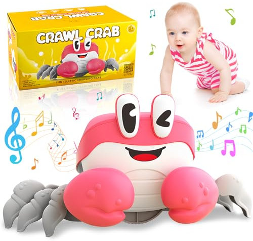 Krabbe Baby Spielzeug, Crawling Crab mit Musik und Licht Interaktive Sensory Spielzeug, Baby Musikspielzeug Tummy Time Toys Krabbelspielzeug für 6-12-18 Monate 1-3 Jahre Junge Mädchen Geschenk