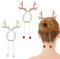 2 Stück Weihnachts Haarschmuck, Weihnachten Rentier Geweih, Klauenklammern, Weihnachts-Haar-Accessoires für Frauen, Winter-Haarspange mit Strass-Perlen-Design