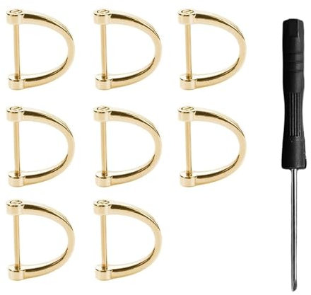 sundrerfect Hochwertige Metall-D-Ring-Ersatzteile, 8-teilig, mit Mini-Schraubendreher, für Taschengriffe, Gürtel, Ledergeschenke, Hundehalsbänder, DIY-Reparaturen