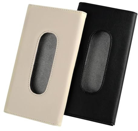 Oiieco 2 Pcs Car Tissue Holder, Premium PU Leather Sun Visor Tissue Box,Multifunctional Car Visor Tissue Box,Car Tissue Face Mask Holder,Car Must Have Accessory for Most Cars