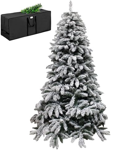 Marvin Albero di Natale Innevato Artificiale, Effetto Realistico TARVISIO, Apertura Ramo a gancio Facile da Montare, Decorazioni Natalizie, Folto Bianco Ignifugo con Borsone (210 CM)