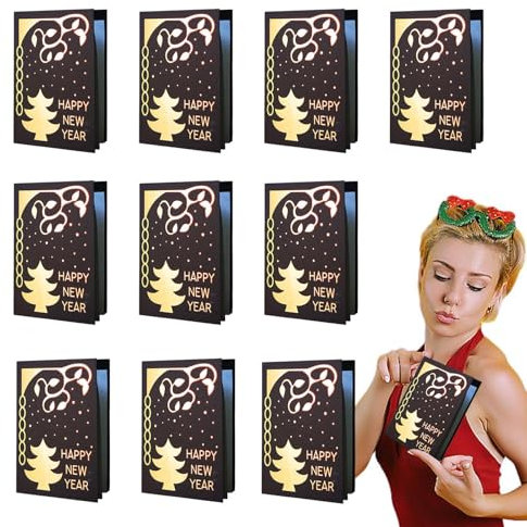 Dtaigou Schöne Weihnachtskarten, Feiertagskarten | Schwarze Grußkarten 10er-Set - Verschiedene Weihnachtskarten, Weihnachtspostkarten, Frohe Weihnachtskarten für Kinder, Familie, Freunde, Unternehmen