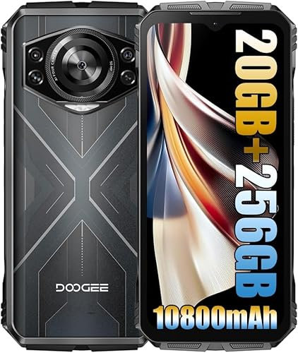 DOOGEE S Cyber Rugged Smartphone senza contratto, batteria da 10800 mAh/33 W senza simlock, 20 GB + 256 GB, robusta fotocamera 4G, 50 MP + telefono cellulare esterno 16 MP, FHD+, cellulare da cantiere