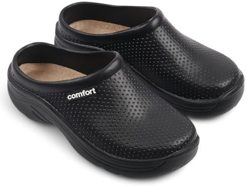 CHILLIFE Zuecos Sanitarios de Trabajo, Hospital, Jardín, Cocina, Zapatillas Mujer, Punta Cerrada, Fabricado en Portugal (Negro, Sistema Tallas Calzado EU, Adulto, Números, Mediano, 36)