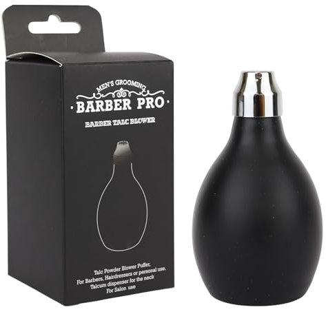 Eson Barber Powder Spray Bottle, Talc Powder Blower Puffer, Refillable Portable Silicone, Powder Container for Hair Salon or Home Use (Black)