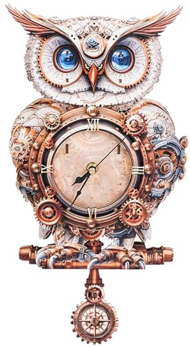 KaayeeWood Mechanical Owl Clock Model Kits,3D Holzpuzzle für Erwachsene,Einzigartige Tierform 3D Holzpuzzle,Heimdekoration Geburtstagsgeschenk für Erwachsene und Jugendliche (15,7 * 8,4in)