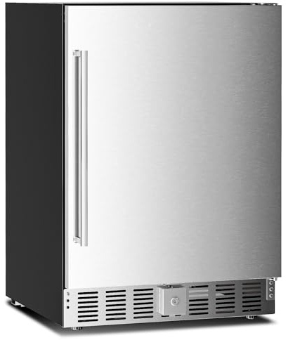 Antarctic Star 24 Inch Outdoor Beverage Refrigerator, 180 Can Stainless Steel Mini Fridge, Undercounter Built-in or Freestanding, Fast Cooling Low Noise Wine Cooler for Home Patio, 32-50°F