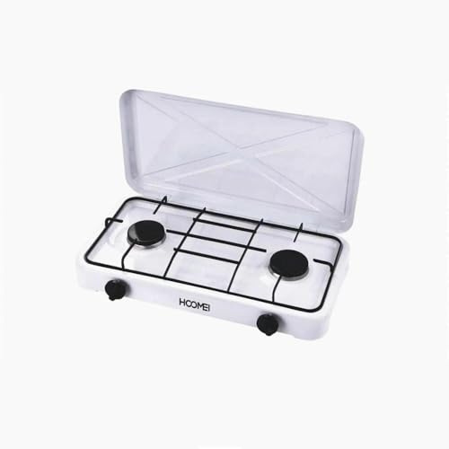 Kovalmax® Fornello a gas gpl cucina da campeggio casa 2 fuochi piastra bianco