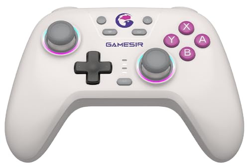 GameSir Nova Wireless Controller, Hall Effect Sticks, Dual RGB Circles, 1200mAh Battery, for Switch, PC, iOS, Android - Retro White