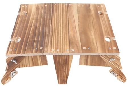 Tnfeeon Table de Pique-Nique Pliante Vintage en Bois Portable avec Porte-Verre à Vin Compacte et Légère 2 à 11 Livres pour Le Camping, la Plage, Les Rassemblements dans Le Jardin, Le Dessus en Bois
