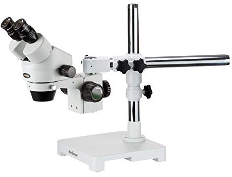 AmScope Professionelles binokulares Stereo-Zoom-Mikroskop SM-3BY, WH10x-Okulare, 7-fach-90-fache Vergrößerung, 0,7-Fach-4,5-faches Zoomobjektiv, inklusive 2,0-fachem Barlow-Objektiv