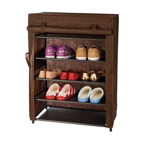 Schuhschrank mit Seitentasche braun