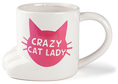 BigMouth Inc Crazy Cat Lady Kaffeetasse, niedliche Keramiktasse, Katzenpfotenform, lustiges Geschenk für Frauen und Katzenliebhaber, 590 ml