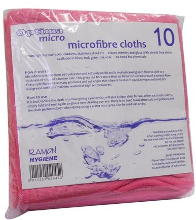 Pack of 10 Large Red Microfibre Cloths