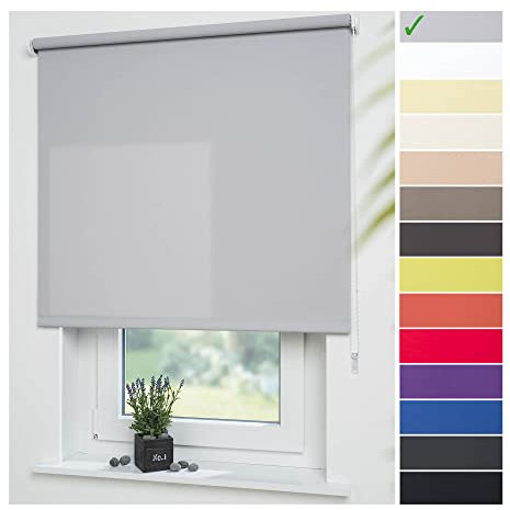 Liedeco® Rollo, Fenster Rollo, Kettenzug-Rollo / 162 x 180 cm (Breite x Höhe), hellgrau/lichtdurchlässig, Blickdicht/viele Farben, Größen und Typen/Breiten 60-200 cm/Variable Montage möglich