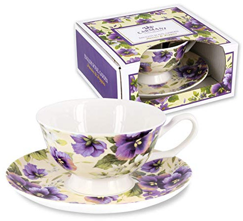 CARMANI - Fancy Tea Cup and Saucer with 'Pansy' 200 ml