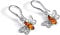 Honey Bee Bumblebee Drop Earrings in 925 Silver and Baltic Cognac Amber with Gift Box