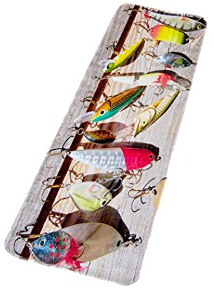 A.Monamour Badematten Badteppiche Badvorleger Nautisches Thema Angelausrüstung Köder Zum Fangen Fangen Wassertiere Weichen Flanell Bad Teppiche Boden Matten Teppiche Für Wohnzimmer 40X60cm / 16 X24