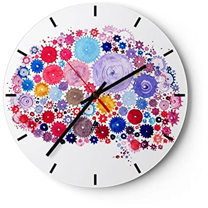 Modern Wanduhr Gehirn Innovation Inspiration 40x40cm Rund Groß Wand Uhr Glas Analog Zimmeruhren Küche Büro Wohnzimmer Glasuhr Wall Clock Dekoration Design Wanddekoration Küchenuhr C3AR40x40-2977
