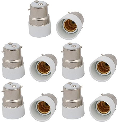Sourcingmap 10pcs B22 to E14 Extender Adapter Converter Lamp Bulb Socket Holder White