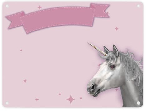 Metallschild mit Einhorn Stalltafel Motiv zum selbst Beschriften