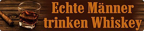 Blechwaren Fabrik Braunschweig GmbH ECHTE MÄNNER Trinken Whiskey Straßenschild Magnet aus Blech 16x3,5 cm STR-M 49