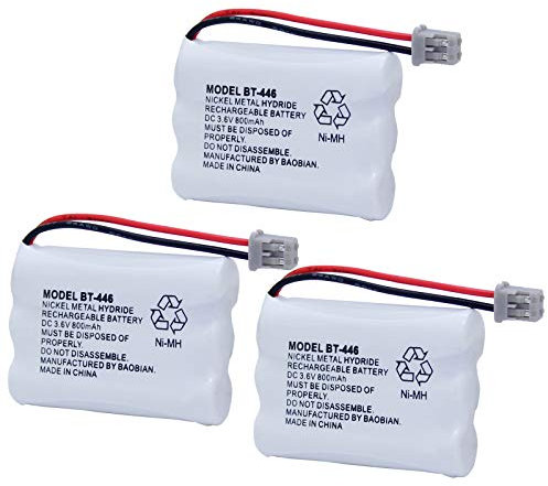 BAOBIAN BT-446 BT446 BT-1005 Replacement Battery Compatible with Uniden Cordless Phone BBTY0503001 BT-1004 GE-TL26402 BT-504 CPH-488B Handset Phone Rechargeable 3.6V 800mAh (3 Pack)