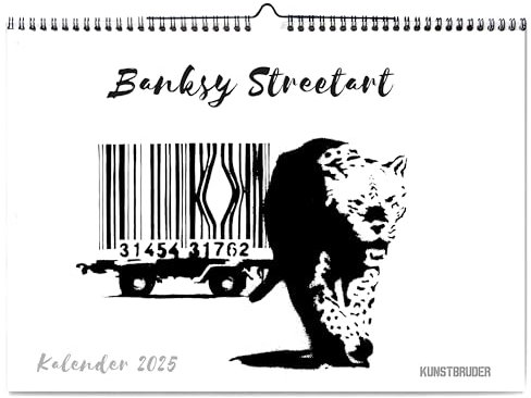 Banksy Wandkalender Streetart Kalender 2025 - Kunstkalender in A4 Querformat mit den besten und schönsten Bildern - Jahreskalender Banksys Graffiti Wohnzimmerkalender Bürokalender(StreetArt)