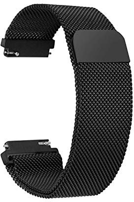 OKCS Uhrenarmband 24mm Smartwatch Edelstahl Armband mit Magnetverschluss - in Schwarz